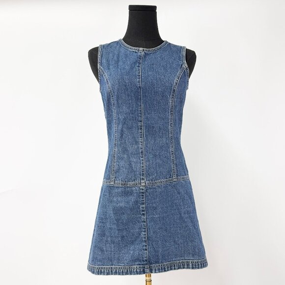 GAP Dresses & Skirts - VINTAGE GAP JEANS A LINE BLUE DENIM DRESS WITH ZIPPER BACK